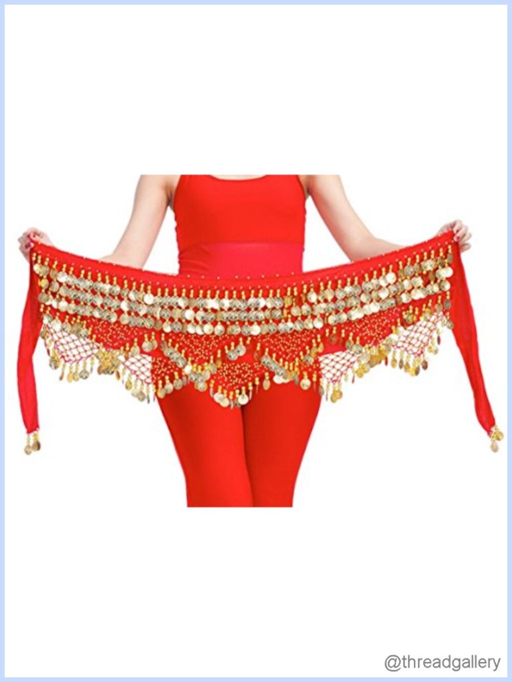 Belly Dance Hip Scarf with Coins Velvet Belt 320 Coins